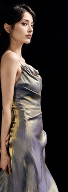 Iridescent Cowl-Neck Slip Maxi Dress - Purple