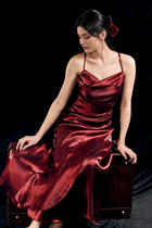 Iridescent Cowl-Neck Slip Maxi Dress - Red