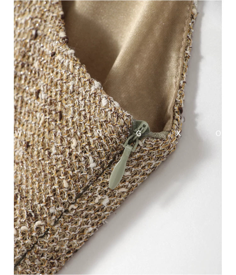 Metallic Knit Slip Midi Dress - garment detail