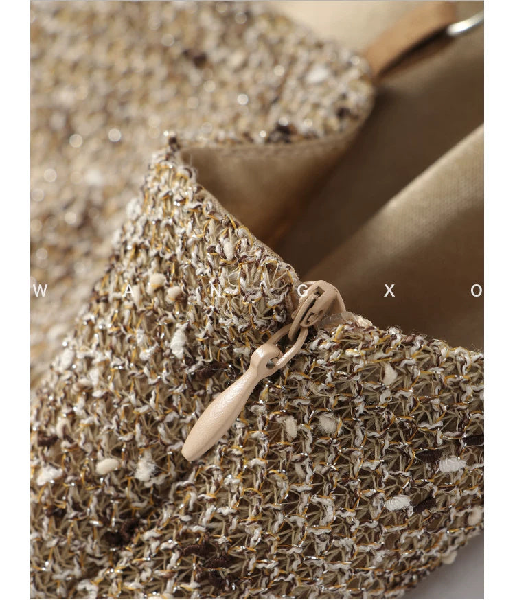 Metallic Knit Slip Midi Dress - garment detail