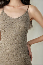 Metallic Knit Slip Midi Dress - garment detail