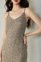 Metallic Knit Slip Midi Dress - garment detail