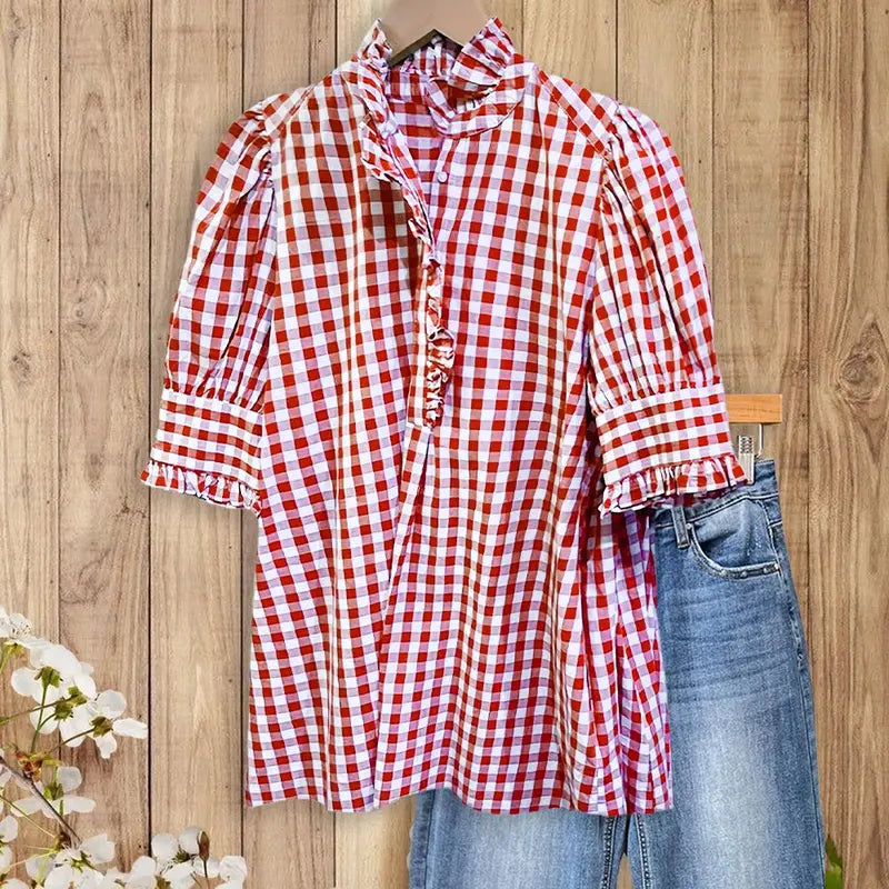 Picniq™ - Gingham Ruffle Blouse