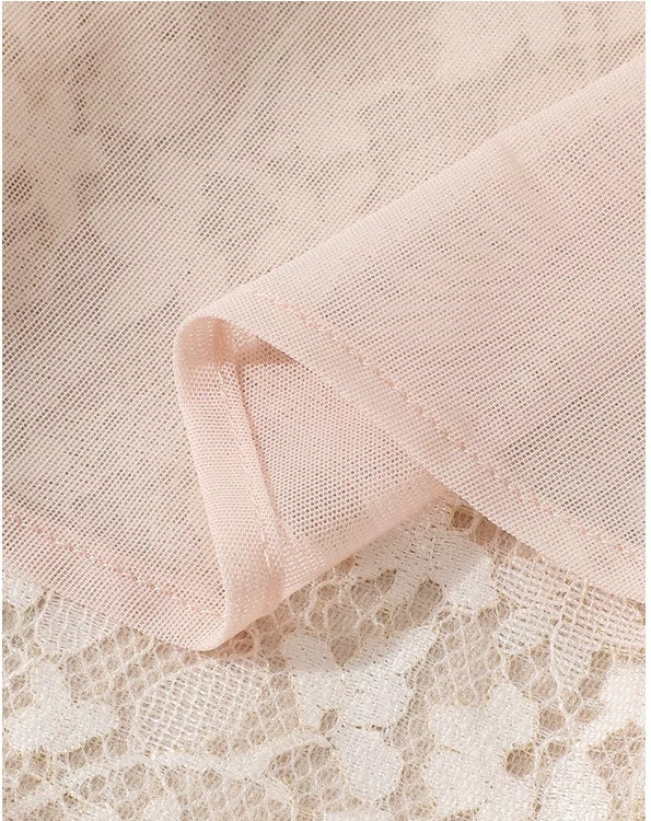 Blush Floral Lace Corset Midi Dress - garment detail