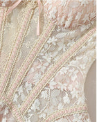 Blush Floral Lace Corset Midi Dress - garment detail