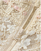 Blush Floral Lace Corset Midi Dress - garment detail