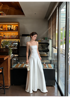 Satin Corset A-Line Maxi Dress - White