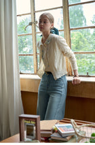 Women's 100% Cotton Embroidered Two-Piece Set | Peter Pan Collar Blouse & Maxi Skirt