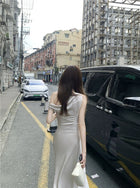 Draped One-Shoulder Fitted Dress - garment detail