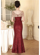 Sequin Off-Shoulder Mermaid Maxi Dress - garment detail
