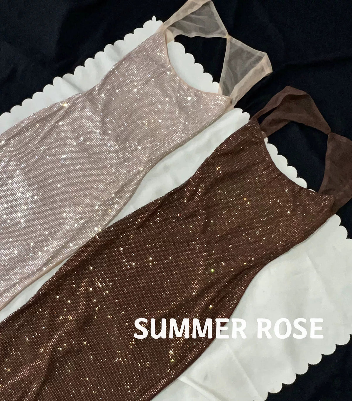 Rhinestone-Strap Fitted Maxi Dress - garment detail