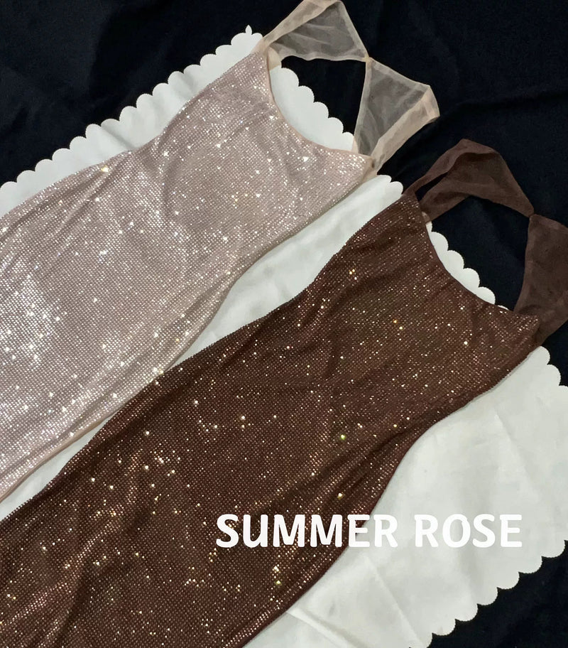 Rhinestone-Strap Fitted Maxi Dress - garment detail
