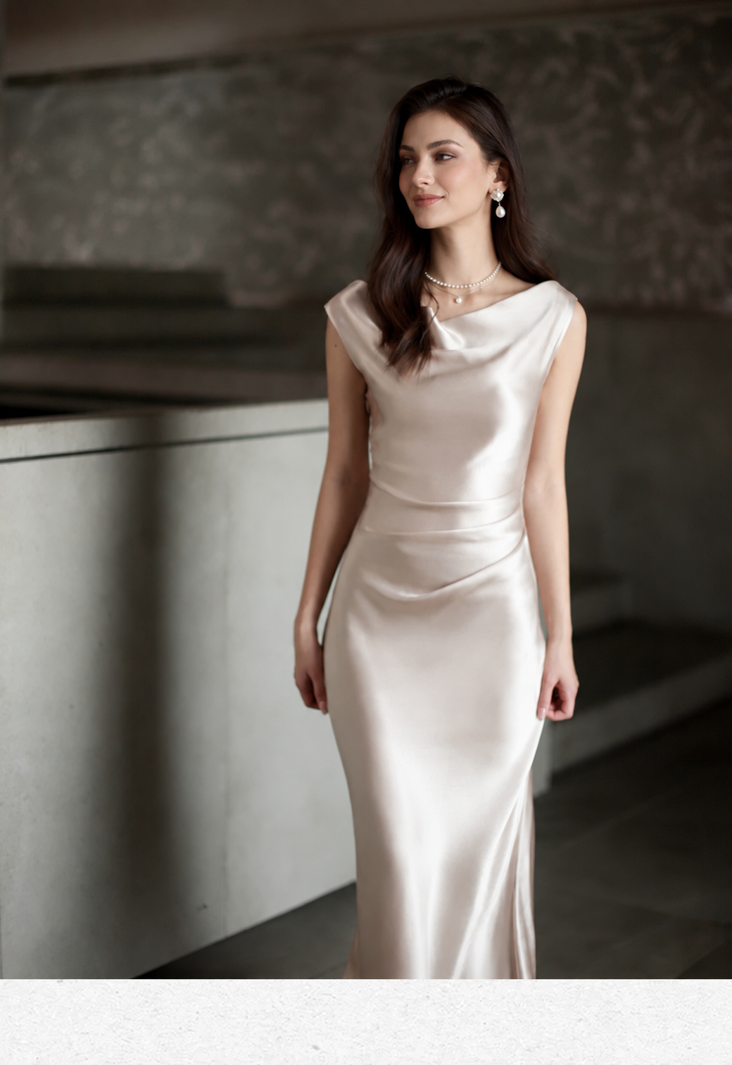 Draped Cowl-Neck Sleeveless Mermaid Maxi Dress - Champagne