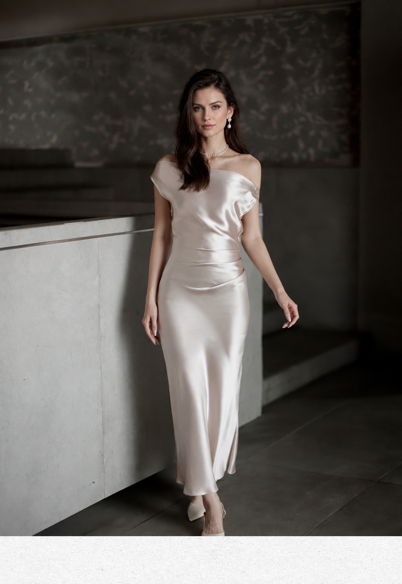 Draped Cowl-Neck Sleeveless Mermaid Maxi Dress - Champagne