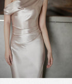 Draped Cowl-Neck Sleeveless Mermaid Maxi Dress - garment detail