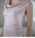 Draped Cowl-Neck Sleeveless Mermaid Maxi Dress - garment detail