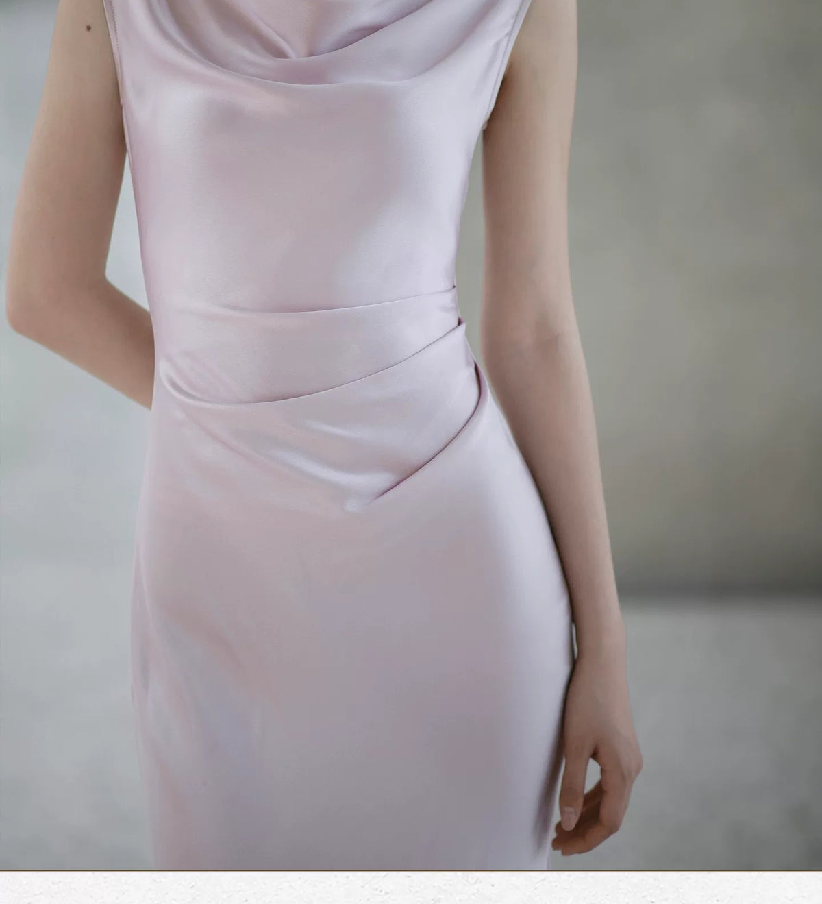 Draped Cowl-Neck Sleeveless Mermaid Maxi Dress - garment detail