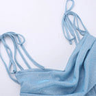Blue Cowl-Neck Ruched Strap Maxi Dress - garment detail