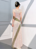 Iridescent Gold Beaded Tassel Maxi Dress - Iridescent Gold