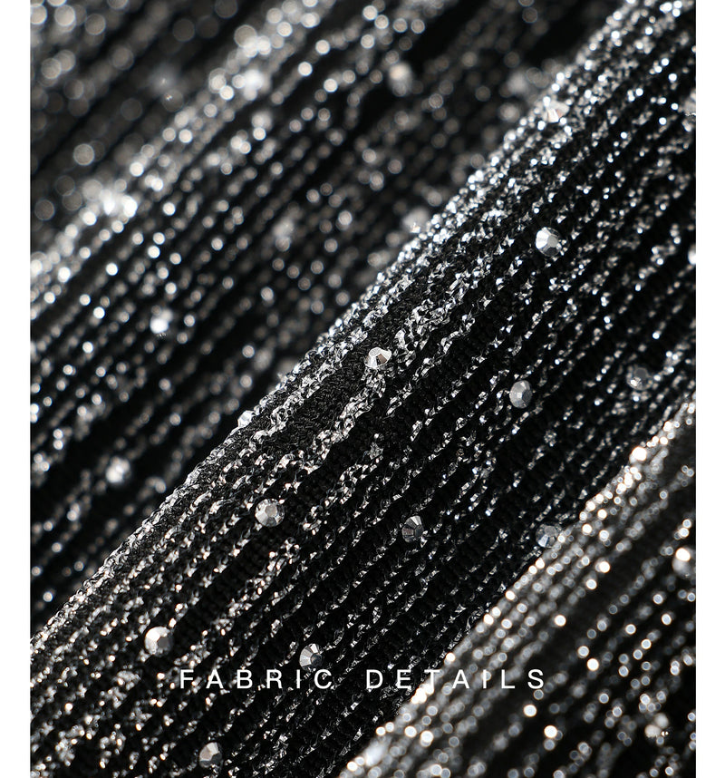 Embellished Metallic Sleeveless Mermaid Maxi Dress - garment detail or back view