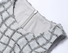 Sleeveless Textured Fringe Bodycon Mini Dress - garment detail