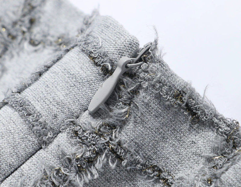 Sleeveless Textured Fringe Bodycon Mini Dress - garment detail