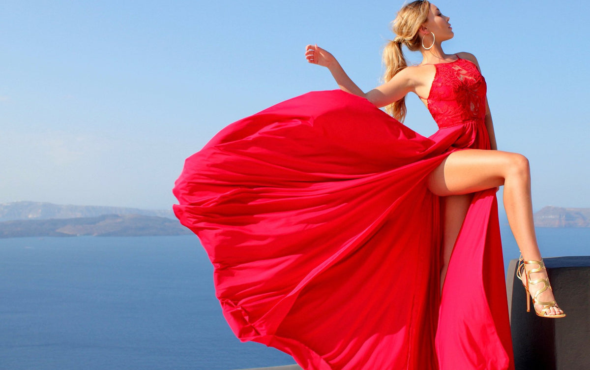 Women's Spaghetti-Strap Maxi Evening Dress - Red