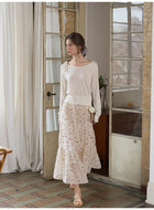 French Vintage Floral Tencel Midi Skirt