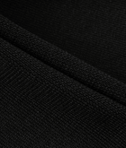 Contrast-Collar Crochet A-Line Midi Dress, Black, fabric