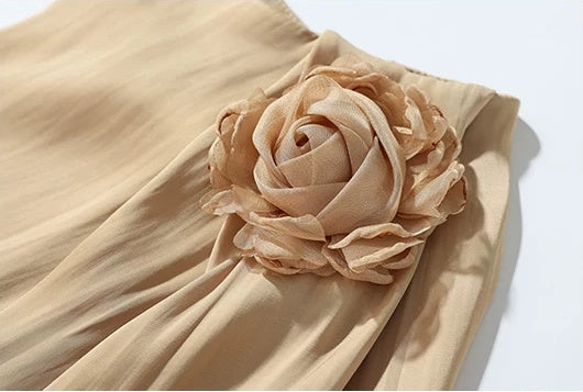 Apricot Cowl-Halter Open-Back Evening Dress - garment detail