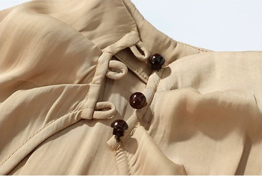 Apricot Cowl-Halter Open-Back Evening Dress - garment detail
