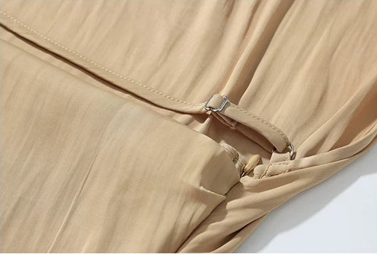 Apricot Cowl-Halter Open-Back Evening Dress - garment detail