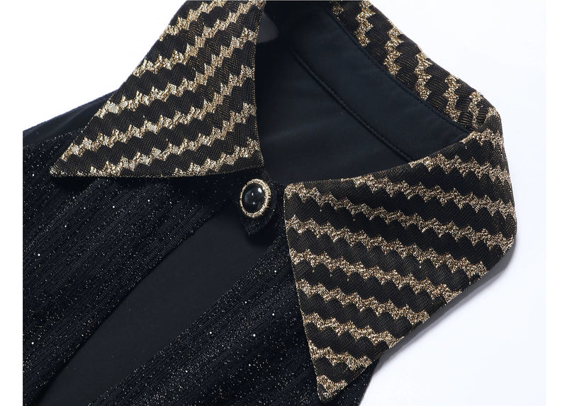 Metallic Stripe Halter Pleated Maxi Dress - garment detail or back view