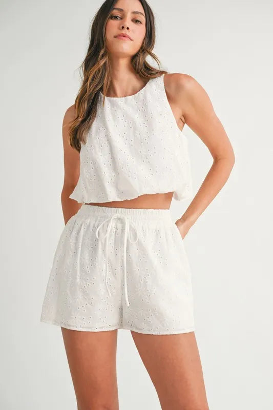 Bubble Hem Sleeveless Top and Shorts Set