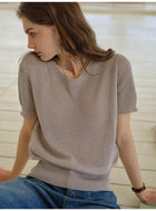 Breathable Lyocell Silk Short Sleeve Knit Top