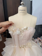 Pink Floral Corset Ruffle Mini Dress - garment detail