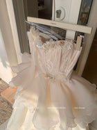 Pink Floral Corset Ruffle Mini Dress - garment detail