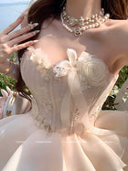 Pink Floral Corset Ruffle Mini Dress - garment detail