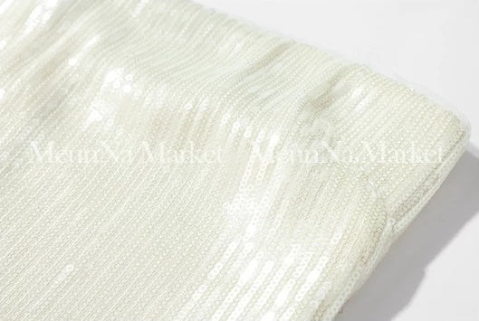 Ivory Sequin-Bodice Pleated Party Maxi Dress - garment detail