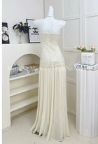 Ivory Sequin-Bodice Pleated Party Maxi Dress - garment detail