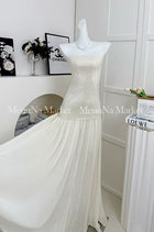 Ivory Sequin-Bodice Pleated Party Maxi Dress - garment detail