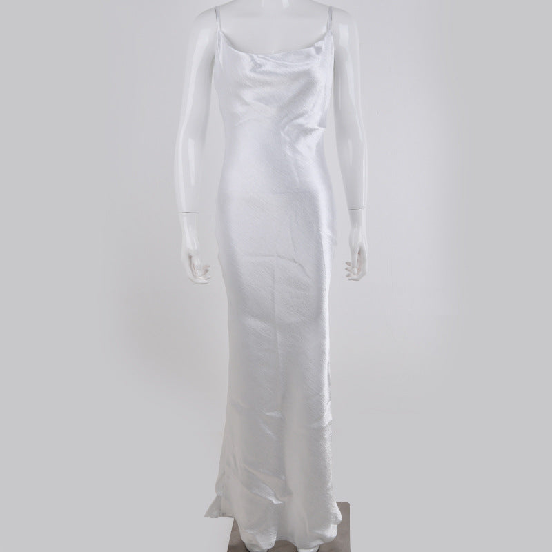 Women's Spaghetti-Strap Satin Maxi Evening Dress