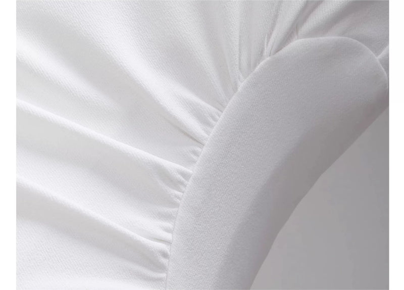 Boat Neck Ruched Waist A-Line Dress - garment detail or back view