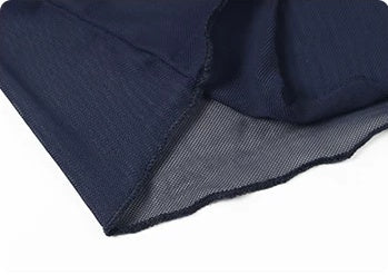 Navy Off-Shoulder Mesh-Skirt Evening Dress - garment detail