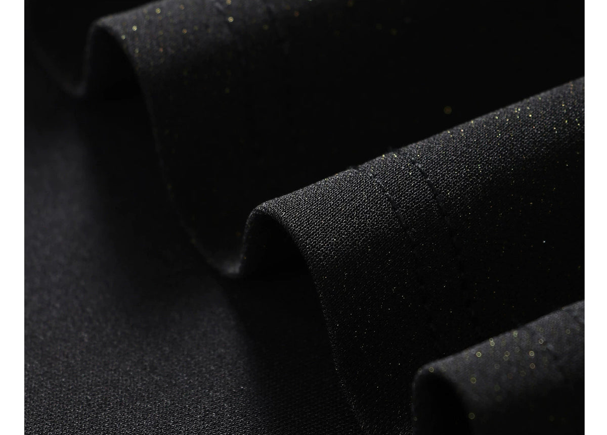 Draped Neck Brooch Detail Asymmetric Maxi Dress - garment detail or back view