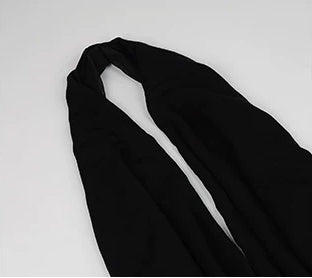 Black Plunging Halter Evening Maxi Dress - garment detail