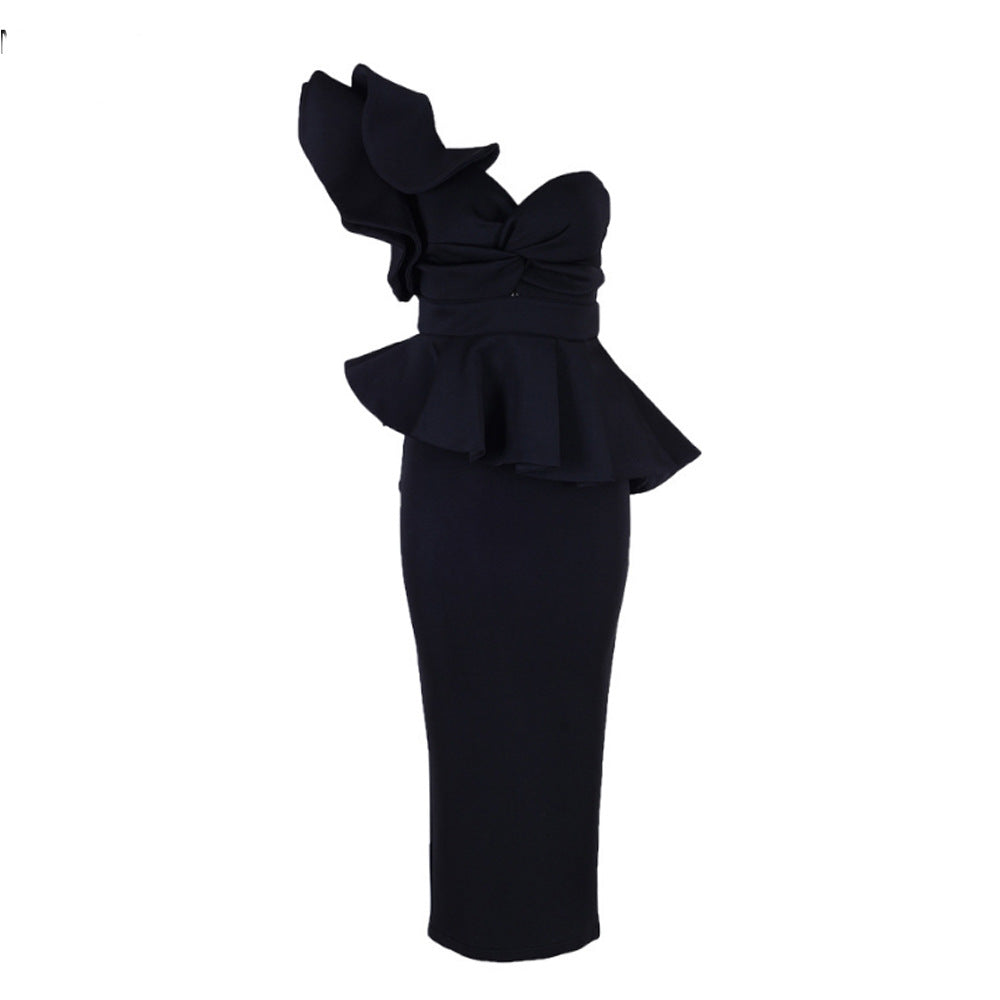 Women's Ruffle-Trim Off-Shoulder Bodycon Evening Dress
