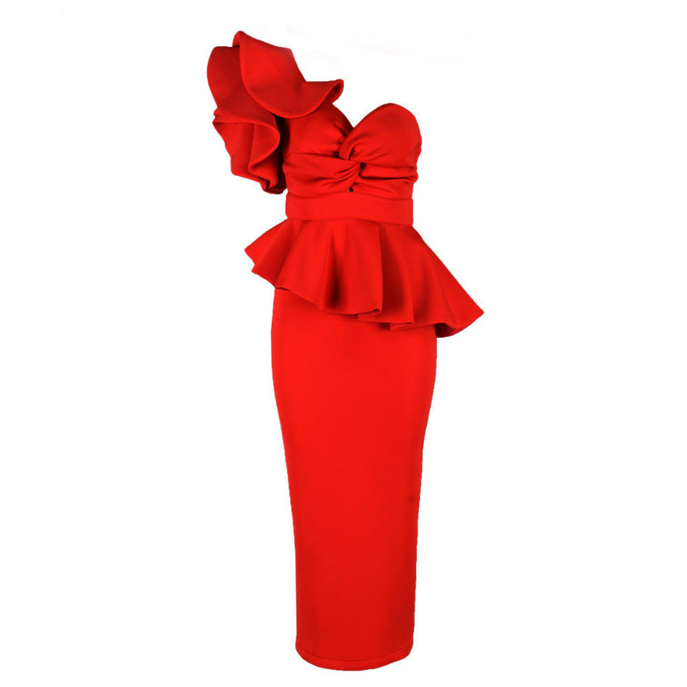 Women's Ruffle-Trim Off-Shoulder Bodycon Evening Dress