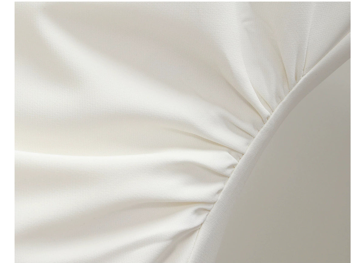 Asymmetric Neck Ring Detail Mini Dress - garment detail or back view