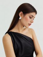 Asymmetric One-Shoulder Satin Maxi Dress - Black